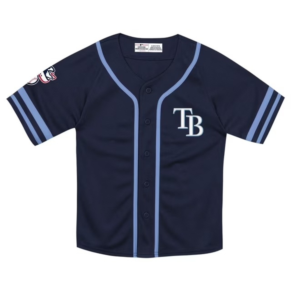 MLB Tampa Bay Rays Youth Jersey Size M 6/7 Navy Blue Baseball Replica